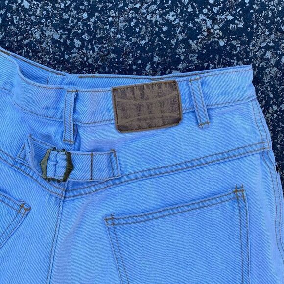 Vintage Y2K Midwest Traders Light Wash Back Buckle High Rise Denim Jean Jorts Sh - Picture 3 of 5